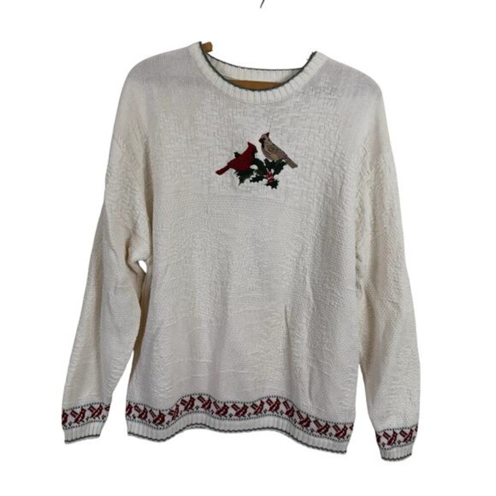 Vintage‎ Classic Blues Collections Women Cardinal Sweater Large Novelty Preppy